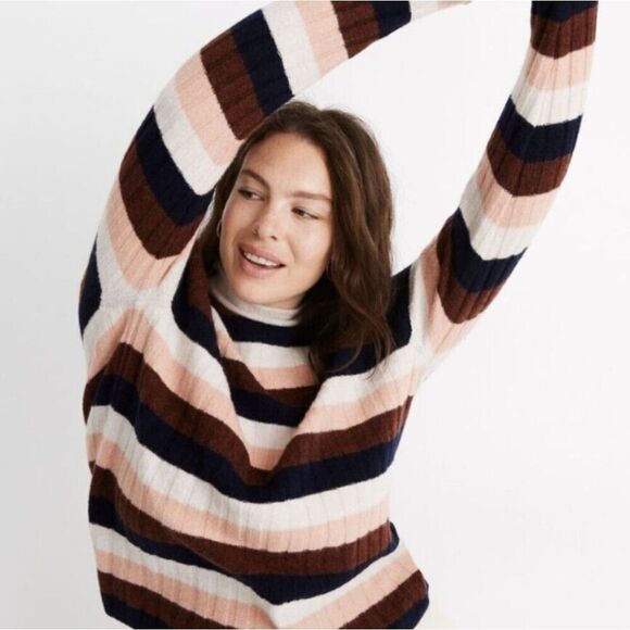 Madewell striped turtle neck sweater multicolor Mock neck size 3X - Picture 2 of 10